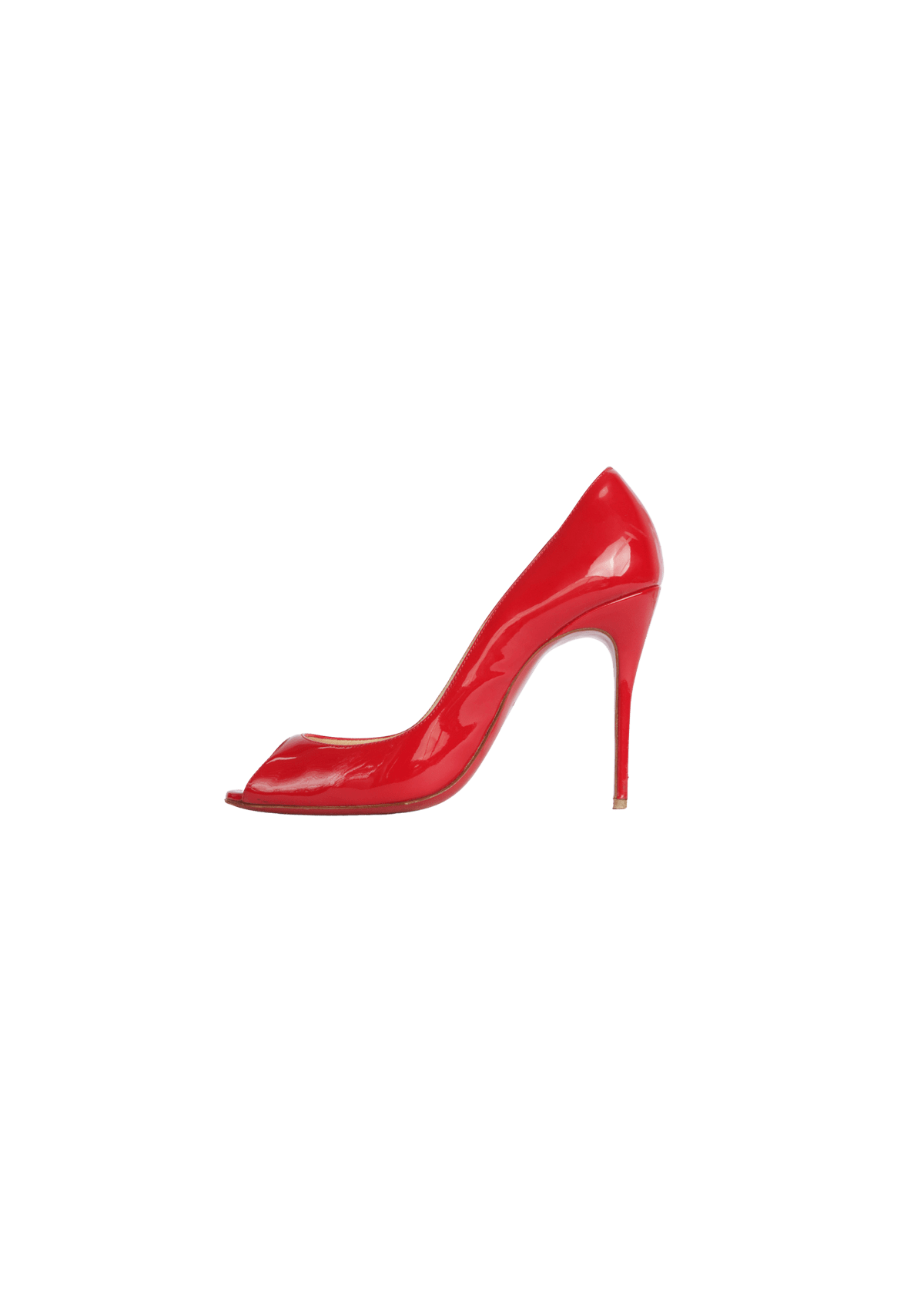 SCARPIN CHRISTIAN LOUBOUTIN SEXY 100 PATENT PEEP TOE 35 VERMELHO