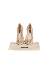 LACE PATTERN CRYSTAL PUMPS 36