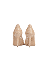 LACE PATTERN CRYSTAL PUMPS 36