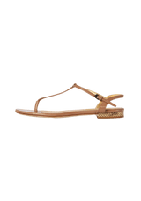LEATHER T-STRAP SANDALS 36.5