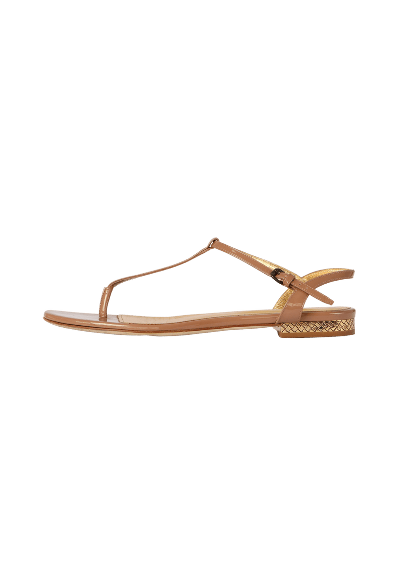 LEATHER T-STRAP SANDALS 36.5