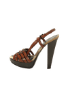 CHECK LEATHER SANDALS 35