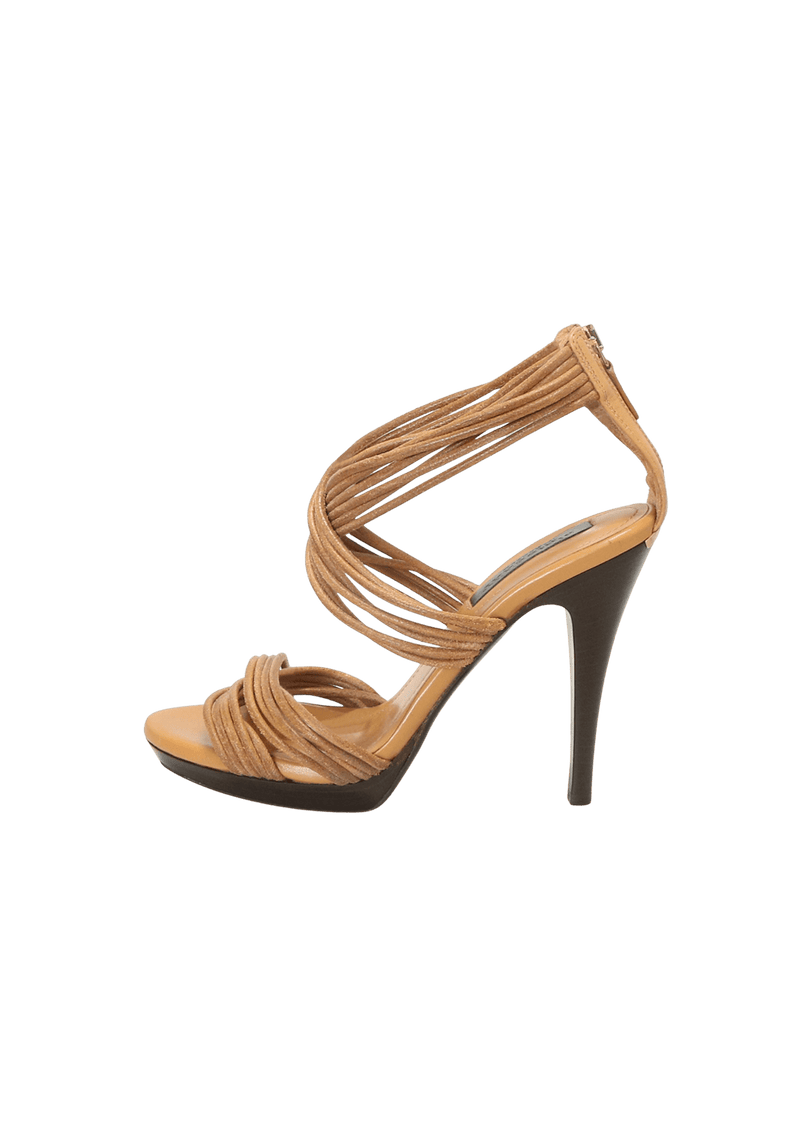 LEATHER CRISSCROSS SANDALS 38