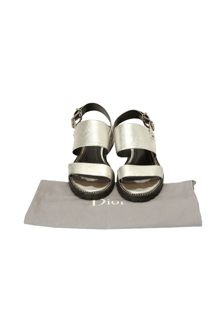 METALLIC SLINGBACK SANDALS 37