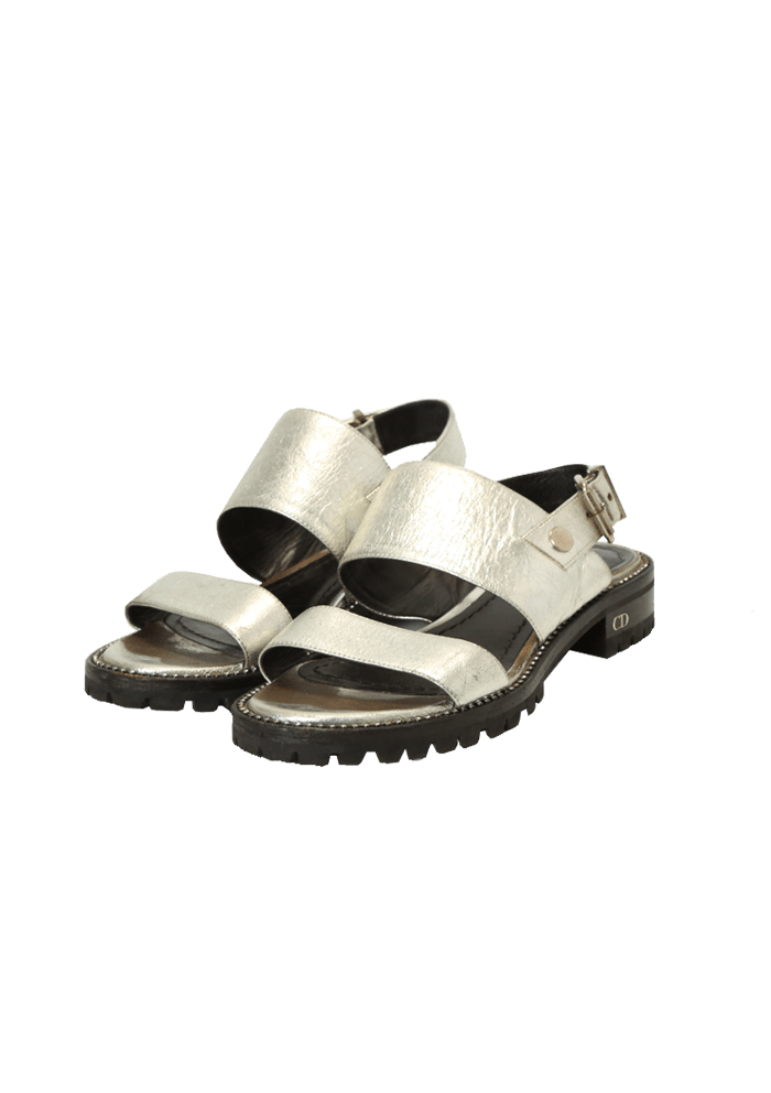 METALLIC SLINGBACK SANDALS 37