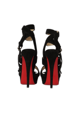 Sandália Louboutin Original Kid Cross Me 150 Couro Preta Feminina