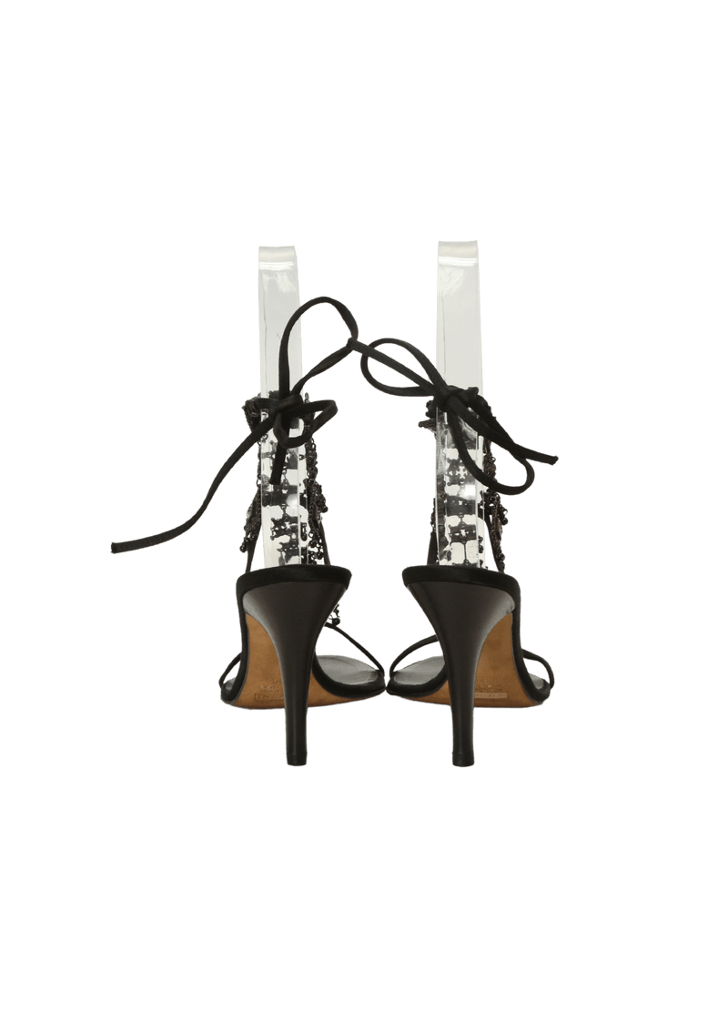 LEATHER T STRAP SANDALS 37