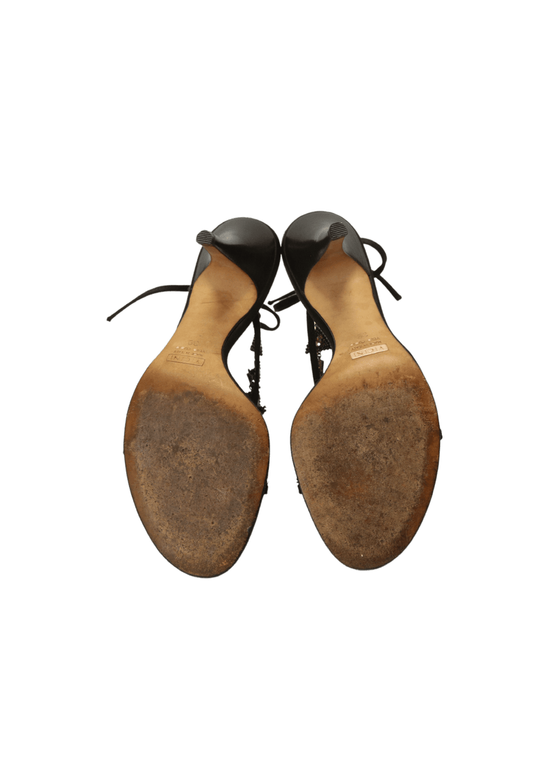 LEATHER T STRAP SANDALS 37