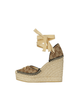 GG ANKLE WRAP PLATFORM ESPADRILLE WEDGES 36