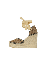 GG ANKLE WRAP PLATFORM ESPADRILLE WEDGES 36