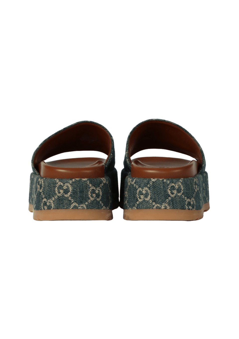 Sandália Gucci GG Supreme Denim Platform 37.5 Azul Original – Gringa