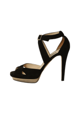 SUEDE T-STRAP SANDALS 38.5