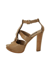 LEATHER EMBOSSED SANDALS 35