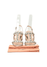 LEATHER CRYSTAL EMBELLISHMENTS SANDALS 38