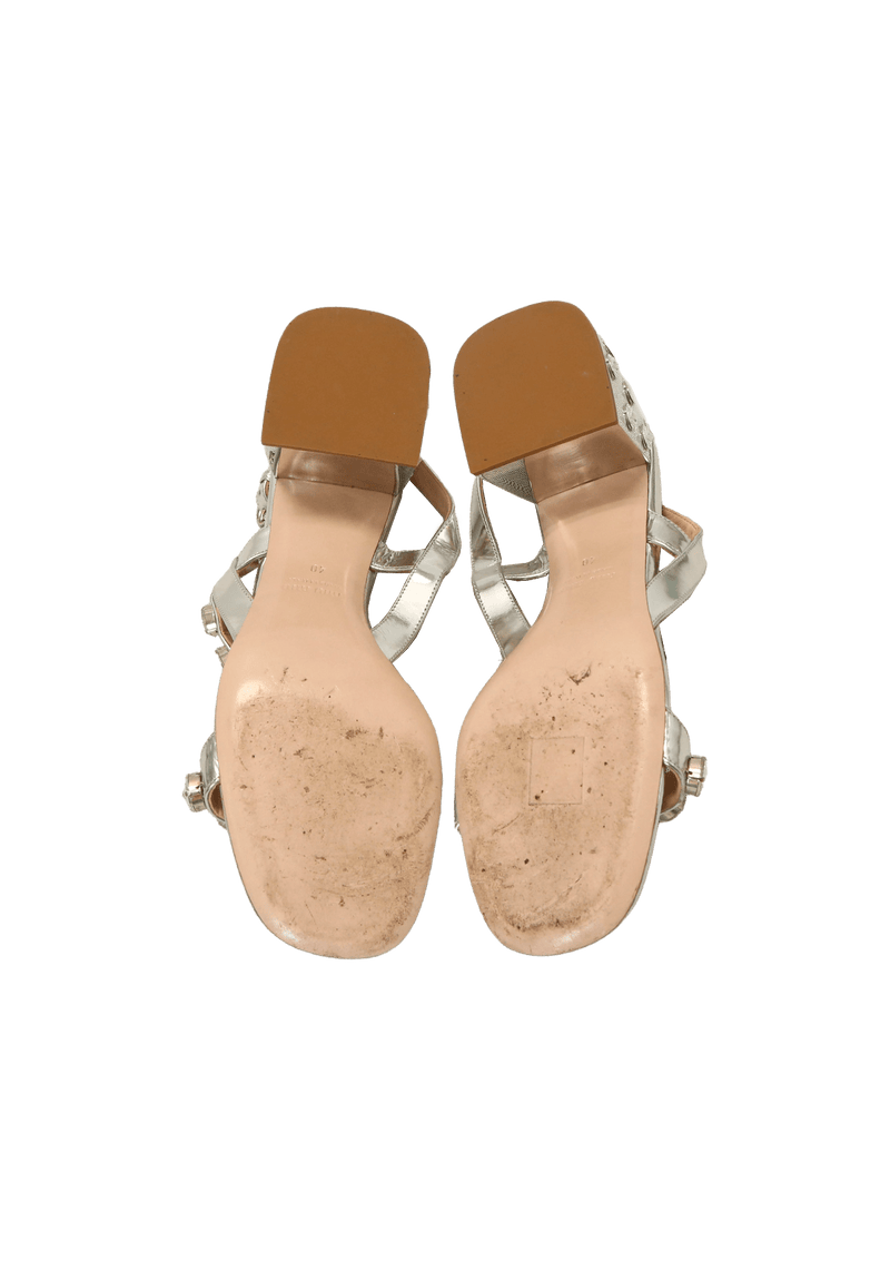 LEATHER CRYSTAL EMBELLISHMENTS SANDALS 38