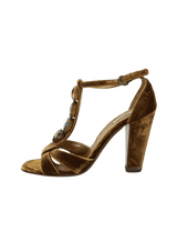 VELVET CRYSTAL SANDALS 35