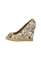 FLORAL PRINT HORSEBIT PUMPS 37