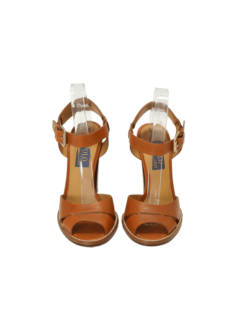 LEATHER T-STRAP SANDALS 36