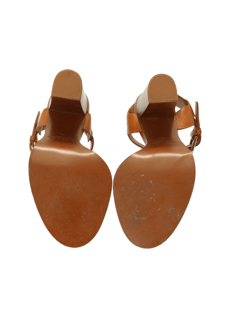 LEATHER T-STRAP SANDALS 36