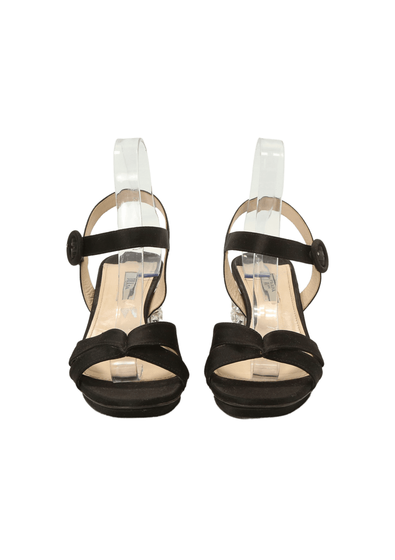 CRYSTAL BLOCK HEEL SANDALS 37.5