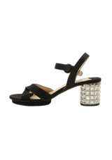 CRYSTAL BLOCK HEEL SANDALS 37.5