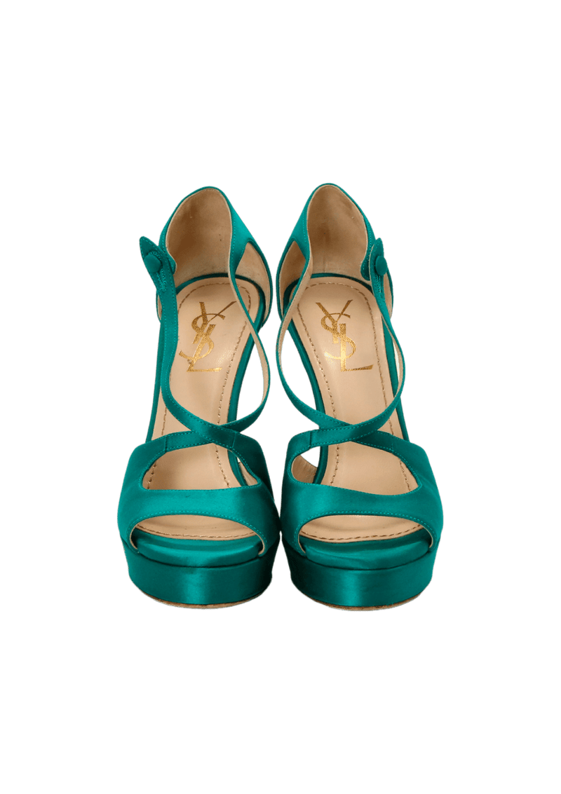 SATIN TRIBUTE CROSS STRAP SANDALS 34