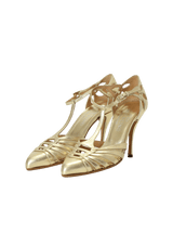 METALLIC LEATHER PUMPS 35.5