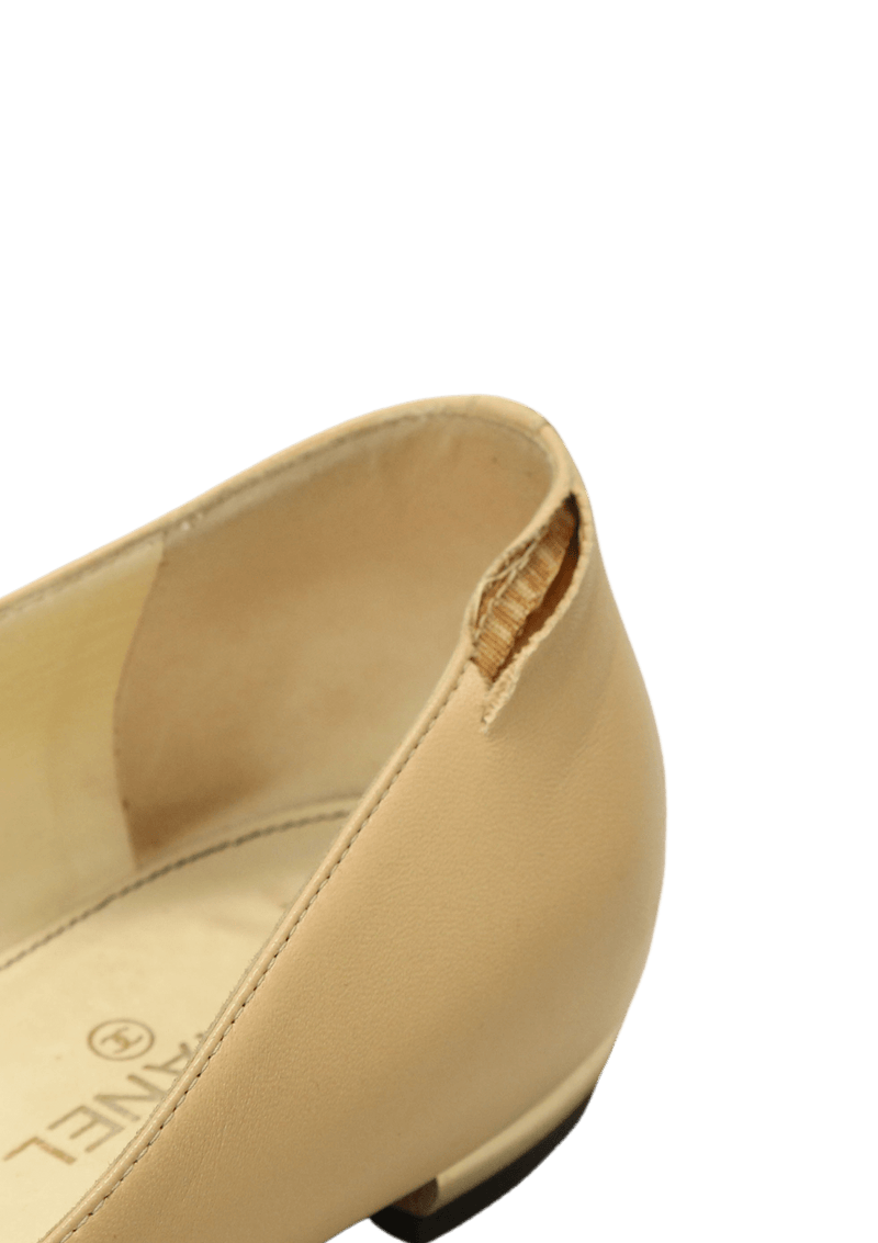 LEATHER BOW BALLET FLATS 36