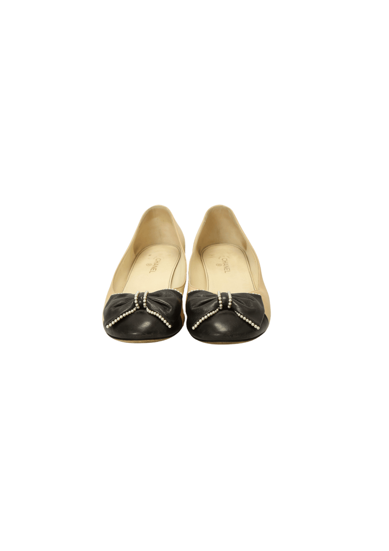 LEATHER BOW BALLET FLATS 36