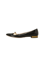 PATENT LEATHER FAUX PEARL FLATS 38