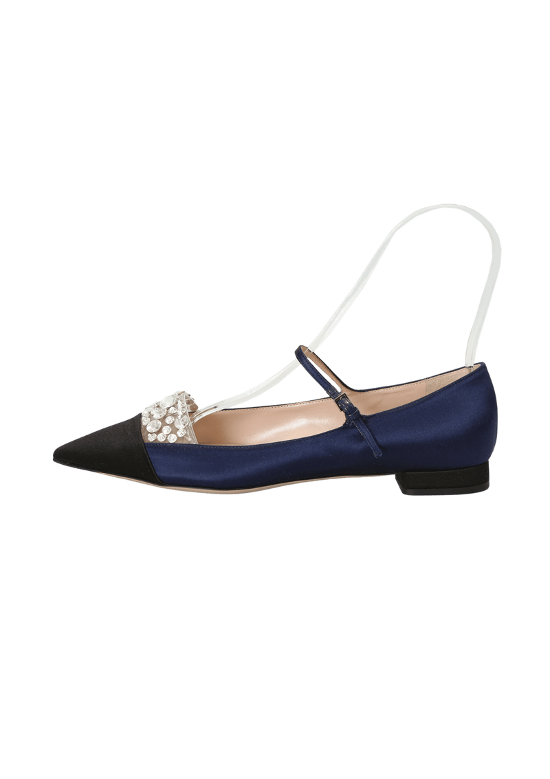 CRYSTAL POINTED TOE FLATS 38