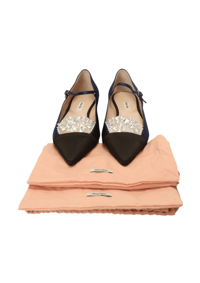 CRYSTAL POINTED TOE FLATS 38