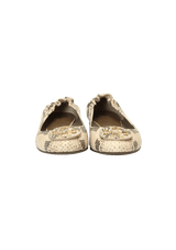 EMBOSSED LEATHER FLATS 38