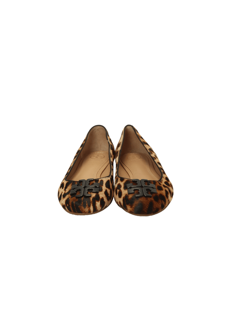 LEATHER ANIMAL PRINT BALLET FLATS 36