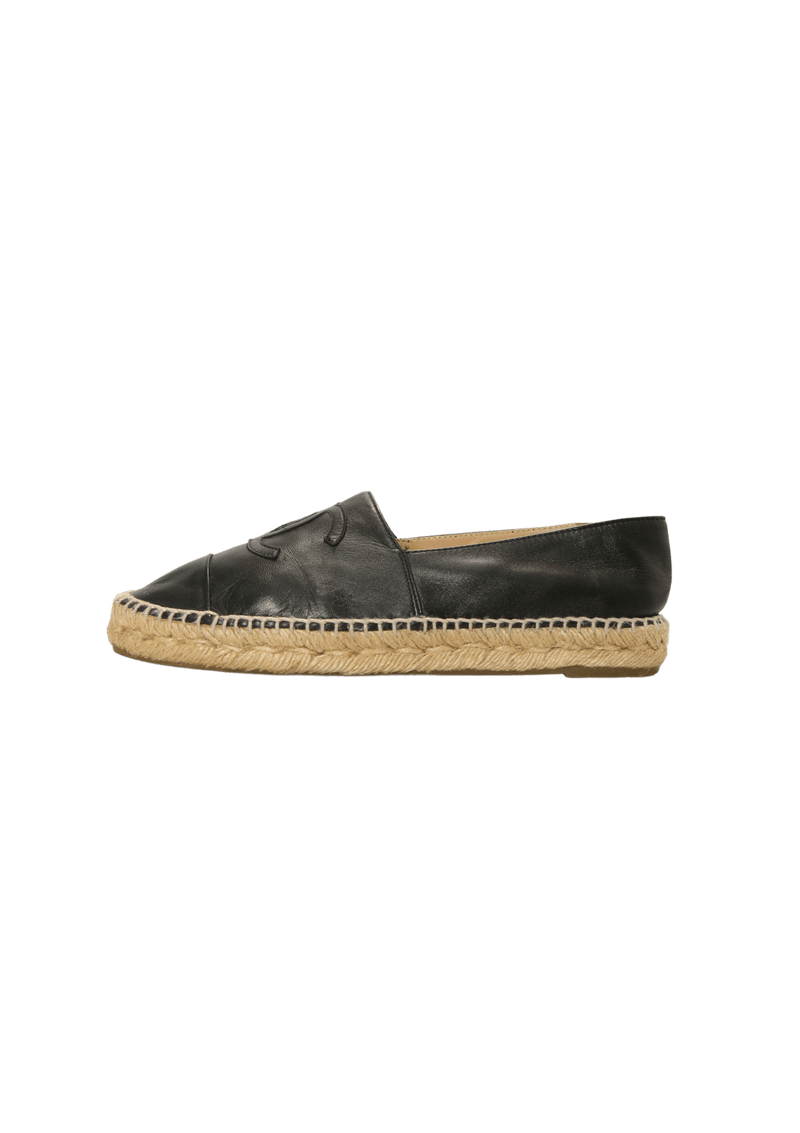 INTERLOCKING CC LOGO LEATHER ESPADRILLES 38