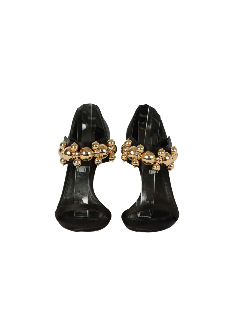 NEW BLACK METAL GOLD BALL PUMPS 35