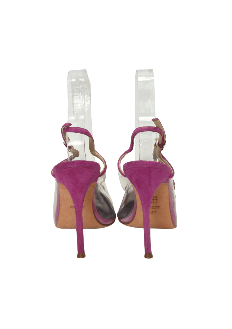 PVC SUEDE LOGO PUMPS 36