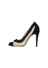 RUFFLE LACE & SATIN PUMPS 38