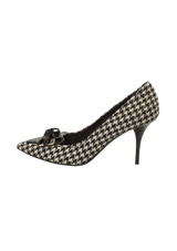 HOUNDSTOOTH PRINT BOW PUMPS 37.5