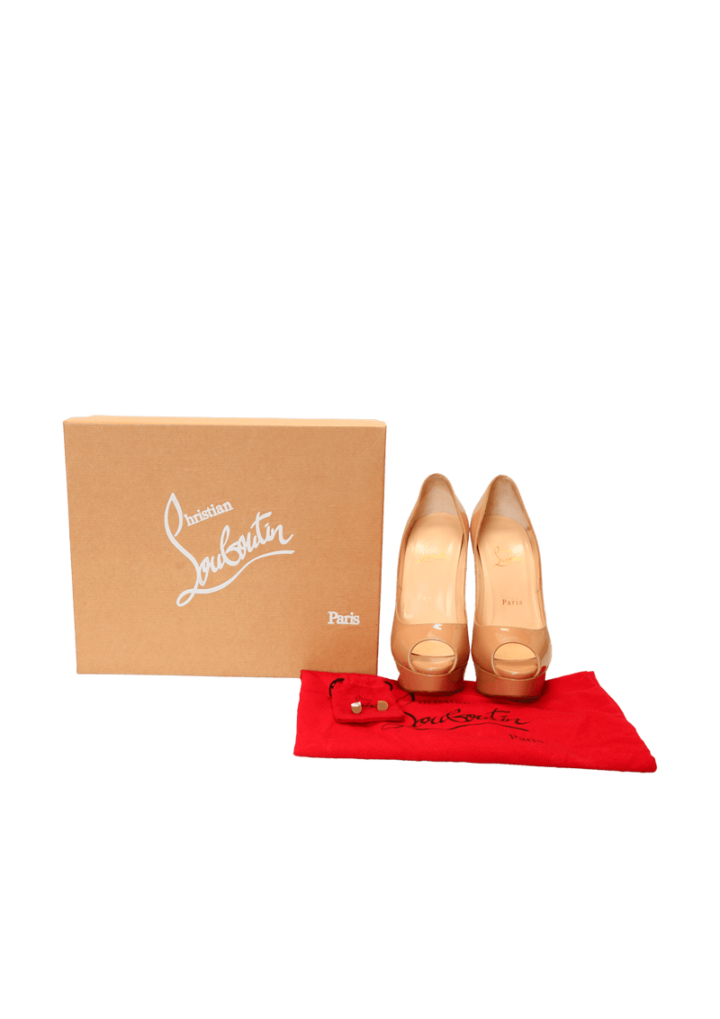 Scarpin Christian Louboutin Lady Peep 150 Patent Calf 36 Bege