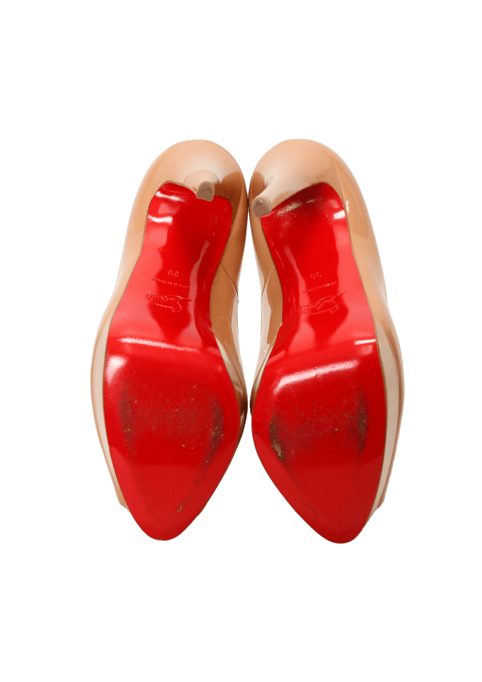 靴 Christian Louboutin LADYPEEPPATENTCALF36 Scarpin Christian Louboutin Lady Peep 150 Patent Calf 36 Bege