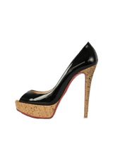 PATENT BANANE 140 CORK PEEP TOE 35.5