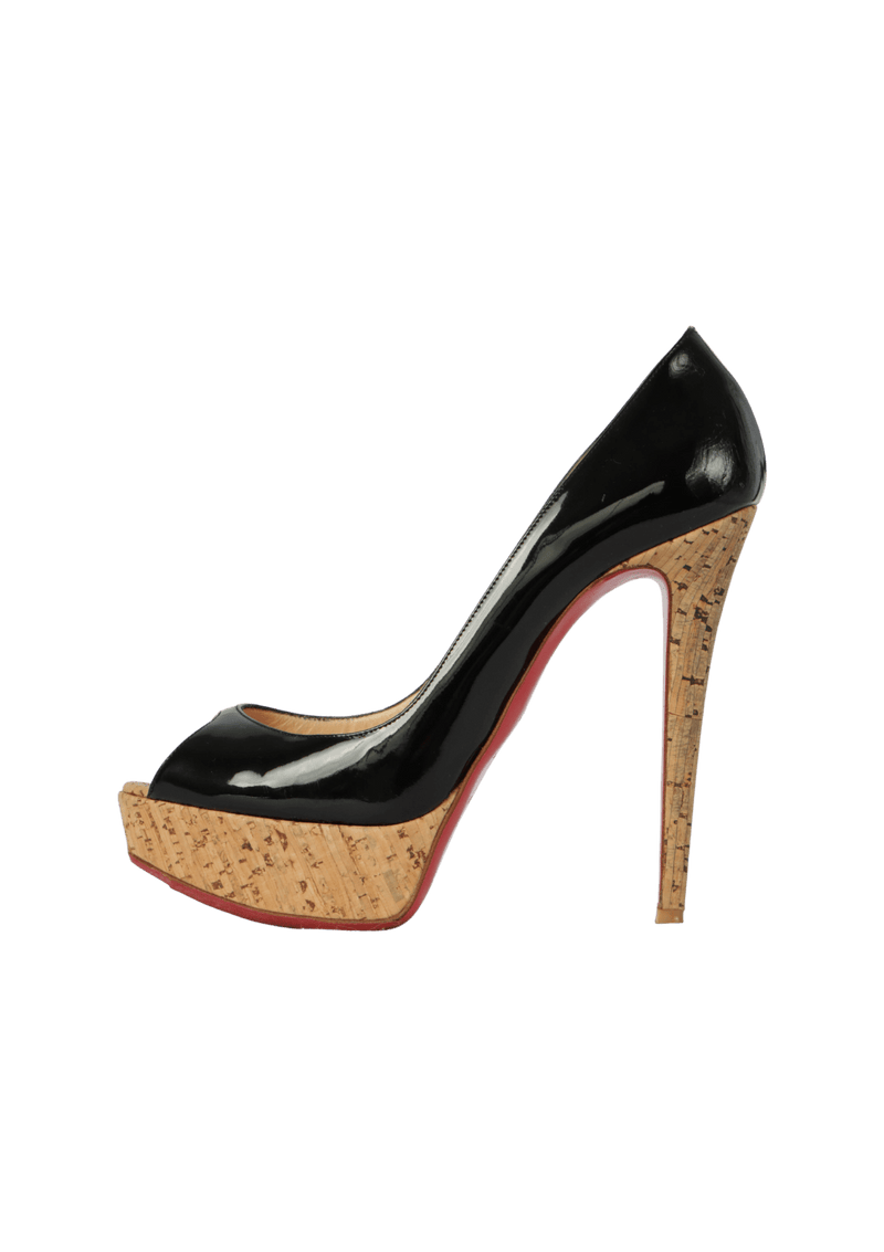 PATENT BANANE 140 CORK PEEP TOE 35.5