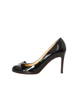 PATENT LEATHER BOW PUMPS 35