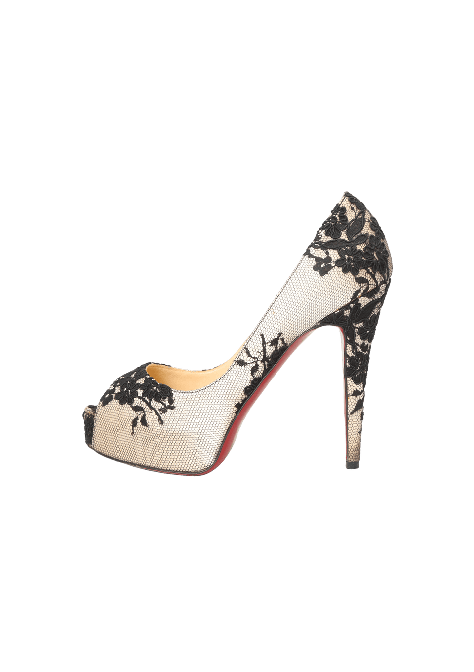 Christian Louboutin ベージュ ハイヒール　36.5 Scarpin Christian Louboutin Very Prive Lace Peep Toe 36.5 Bege