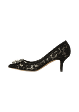 LACE PATTERN CRYSTAL PUMPS 36.5