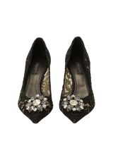 LACE PATTERN CRYSTAL PUMPS 36.5