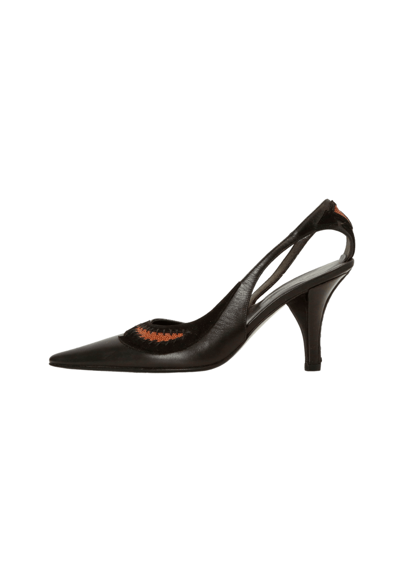 LEATHER SLINGBACK PUMPS 36.5