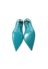 TEAL CUT OUT SUEDE SANDALS 36
