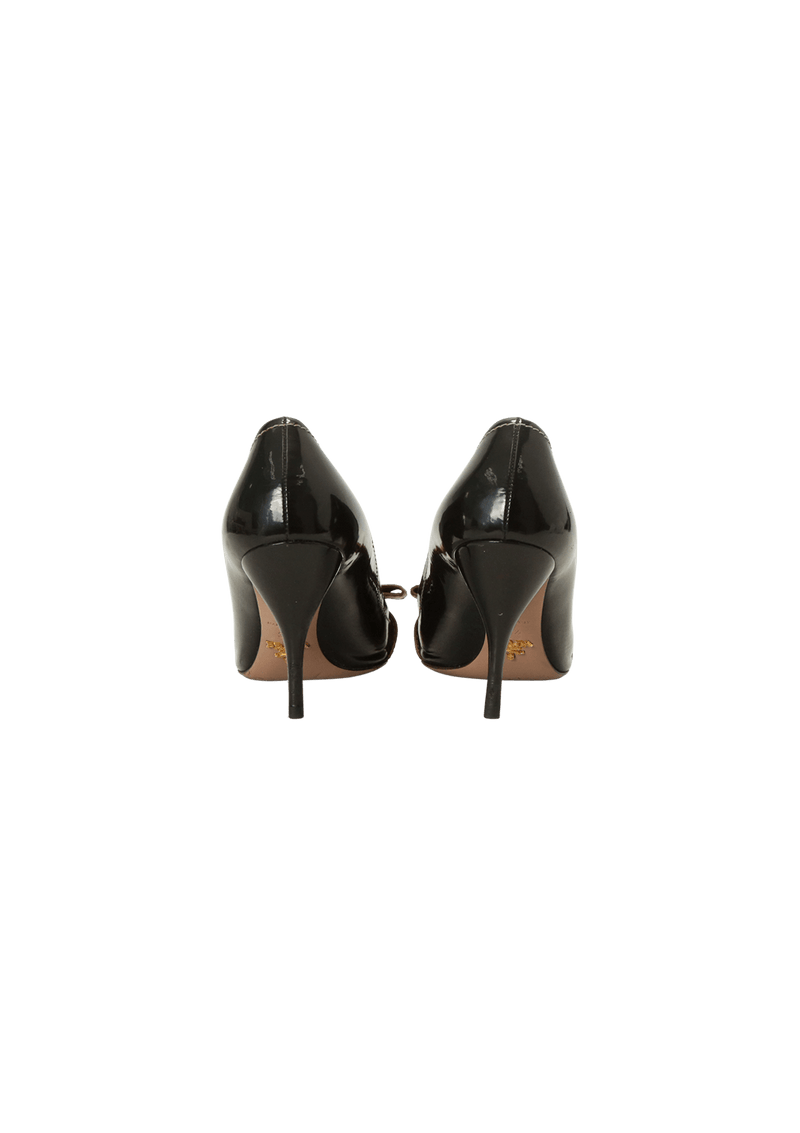 LEATHER BOW PEEP TOE 36.5